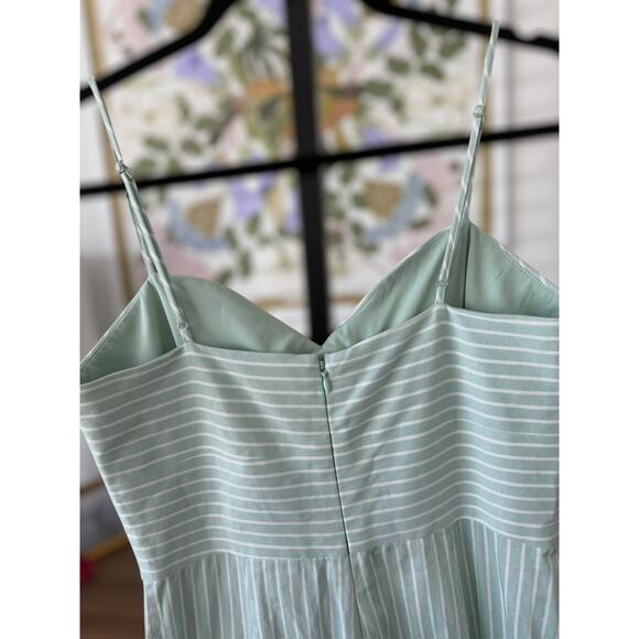 Gianni Bini Mint Green and White Vera Striped Cropped Wide Leg Jumpsuit Size 6 - Picture 5 of 6